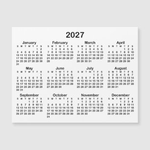 Minimalist Black 2027 Magnetic Calendar