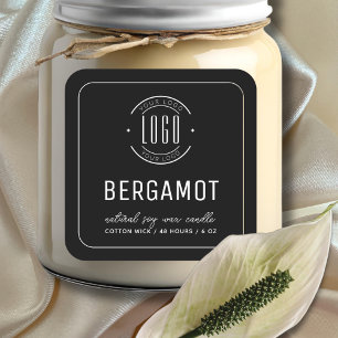 Minimalist black add your logo border candle label