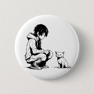 Minimalist Black Aesthetic Manga Style Design 6 Cm Round Badge