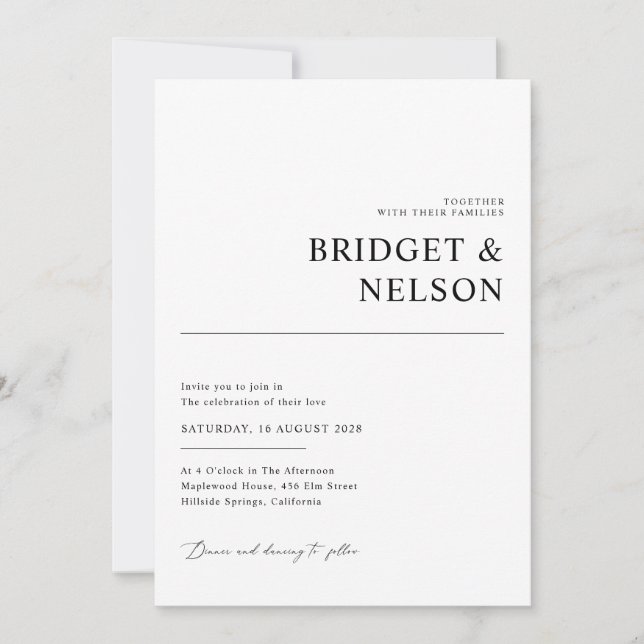 Minimalist Black All In One QR Code Wedding Invitation (Front)