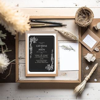 Minimalist | Black All In One Wedding Invitation