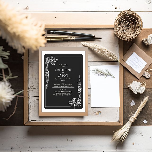 Minimalist | Black All In One Wedding Invitation (Minimalist Black Wedding Invitation | Elegant & Modern Design )