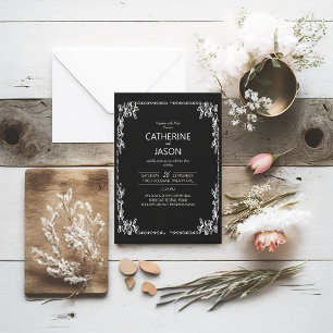 Minimalist Black All In One Wedding Invitation