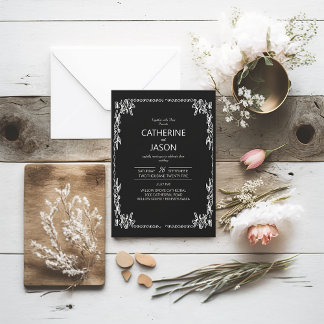 Minimalist | Black All In One Wedding Invitation