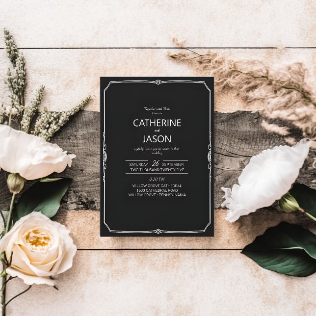 Minimalist | Black All In One Wedding Invitation (Creator Uploaded)