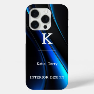 Minimalist Black and Blue Modern Monogram Case