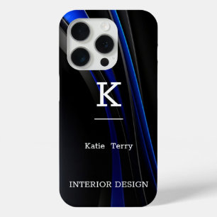 Minimalist Black and Blue Modern Monogram Case