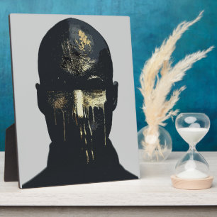 Minimalist Black and Gold Abstract Portrait Art Plaque
