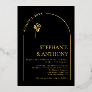 Minimalist Black and Gold Arch Wildflower Wedding