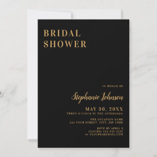 Minimalist Black and Gold Bridal Shower   Invitation