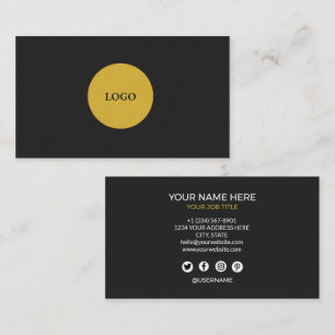 Minimalist Black and Gold Custom Logo Professional Business Card