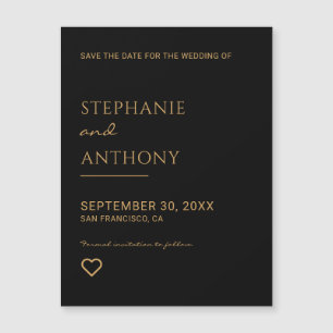 Minimalist Black and Gold Heart Modern Wedding