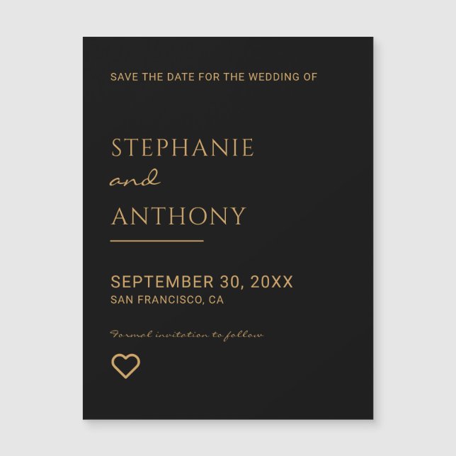 Minimalist Black and Gold Heart Modern Wedding   (Front)