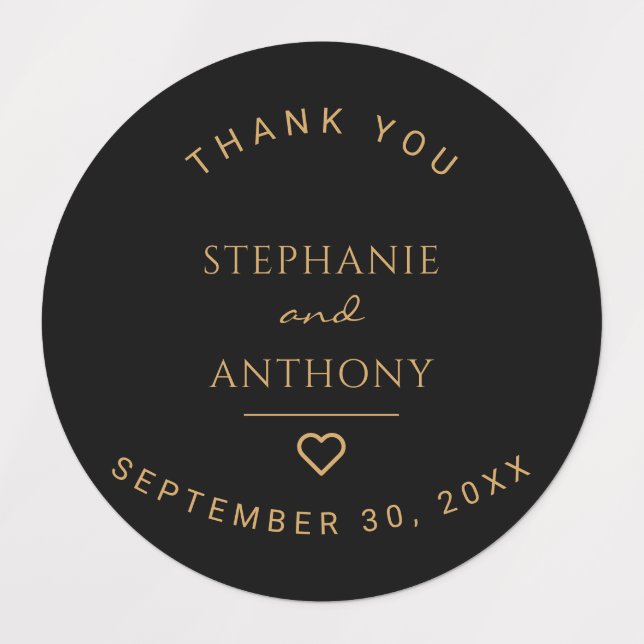 Minimalist Black And Gold Heart Modern Wedding   (Design 1)