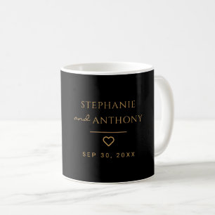 Minimalist Black And Gold Heart Modern Wedding   Coffee Mug