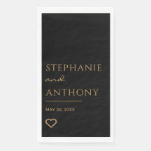 Minimalist Black and Gold Heart Modern Wedding