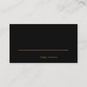 Minimalist Black And Gold Heart Modern Wedding   Place Card