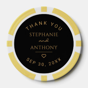 Minimalist Black And Gold Heart Modern Wedding   Poker Chips