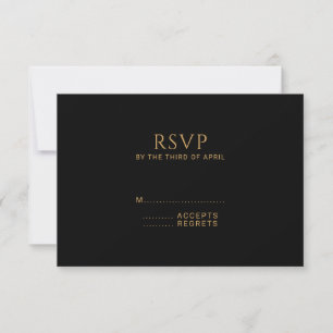 Minimalist Black and Gold Heart Modern Wedding   RSVP Card