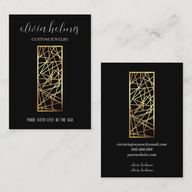 Minimalist  black And Gold jewellery  Business Card (Front/Back)