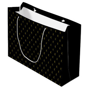 Minimalist Black and Gold Monogram Large Gift Bag