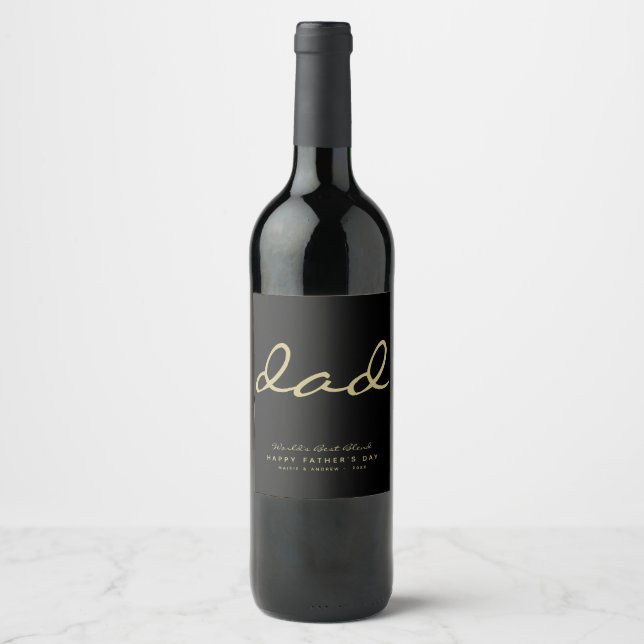 Minimalist Black and Gold Personalised Wine Label (Front)