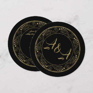 Minimalist Black and Gold Wedding Invitation