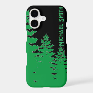 Minimalist black and greenpine tree silhouette