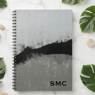 Minimalist Black and Grey Brushed Abstract Notebook