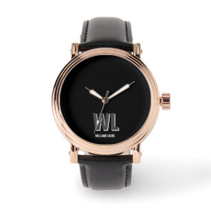 Minimalist Black and Grey Personalised Monogram  Watch