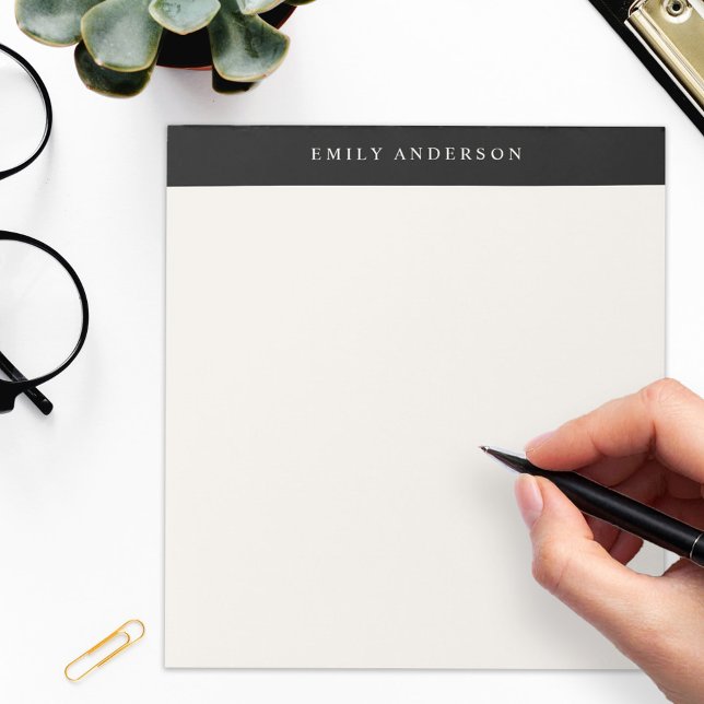 Minimalist Black and Ivory Elegant Monogram Notepad (Creator Uploaded)