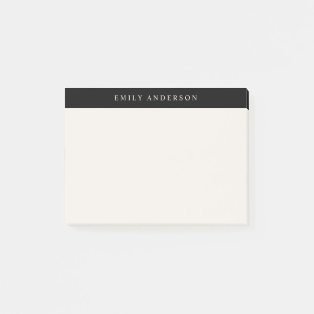 Minimalist Black and Ivory Elegant Monogram Post-it Notes (Front)