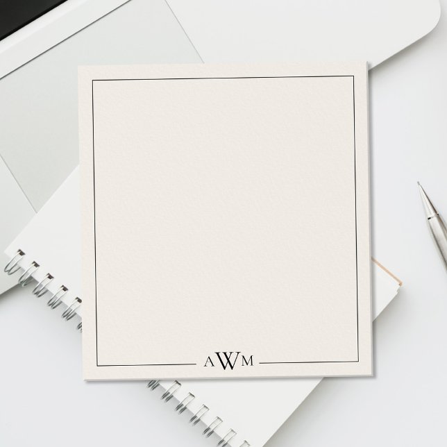 Minimalist Black and Ivory Three Letter Monogram Notepad (Creator Uploaded)