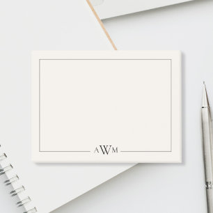 Minimalist Black and Ivory Three Letter Monogram Post-it Notes