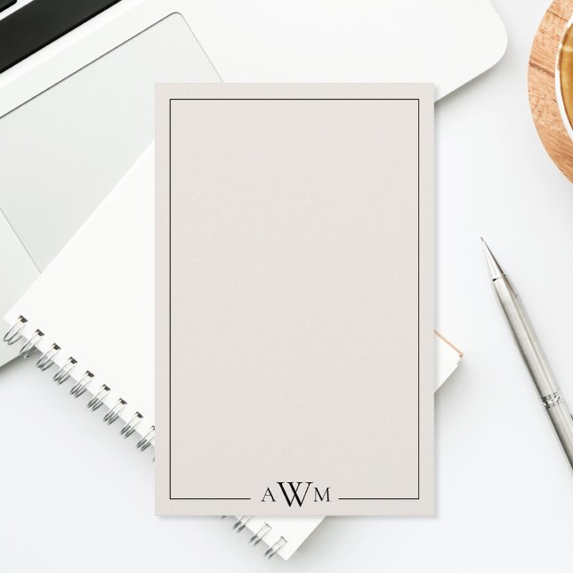 Minimalist Black and Ivory Three Letter Monogram Stationery (Creator Uploaded)