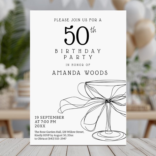 Minimalist black and white 50th birthday card (Creator Uploaded)