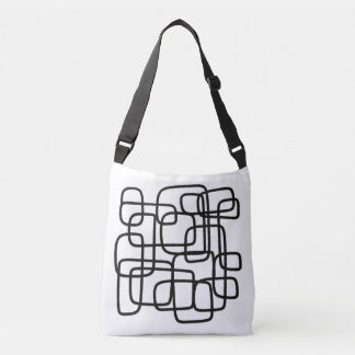 Minimalist Black and White Abstract Line Art Crossbody Bag