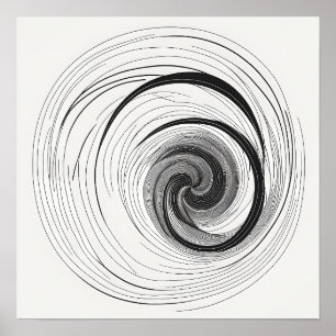 Minimalist Black and White Abstract Vortex Poster