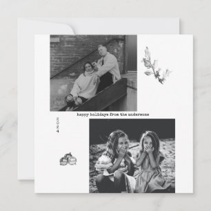 Minimalist Black and White Art Photo Christmas Hol Holiday Card