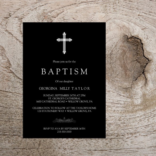 Minimalist Black And White Baptism Invitation (Creator Uploaded)