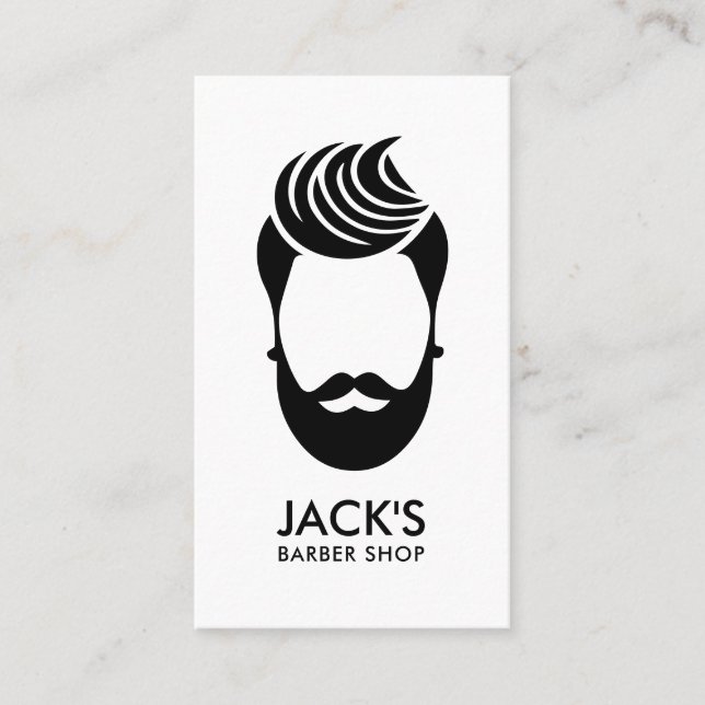 Minimalist Black and White Barbershop Business Card (Front)