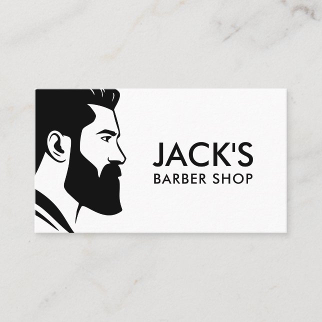 Minimalist Black and White Barbershop Business Card (Front)