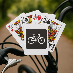 Minimalist Black and White Bike Symbol Playing Cards