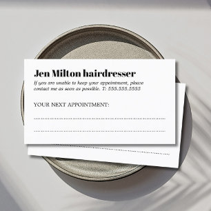 Minimalist Black and White Bold Hair Salon Appointment Card