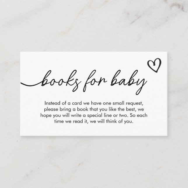Minimalist Black and White Books for Baby Enclosure Card (Front)