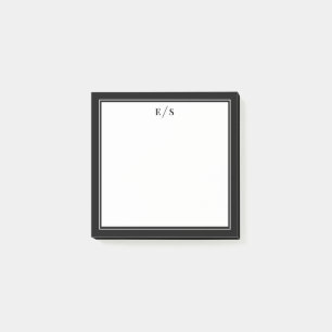 Minimalist Black and White Border Monogram Post-it Notes