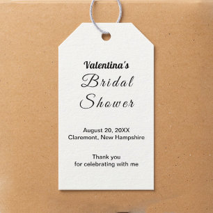 Minimalist Black and White Bridal Shower Favour Ta Gift Tags