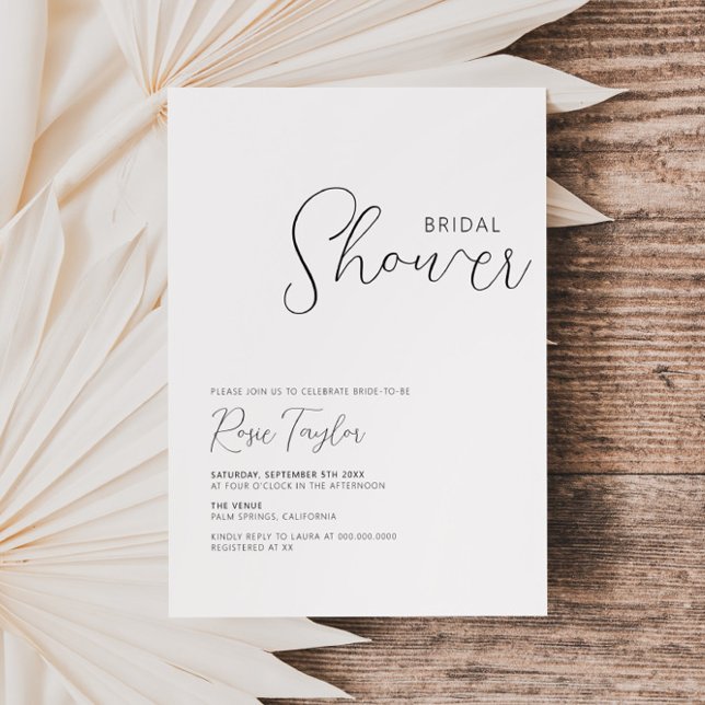 Minimalist Black And White Bridal Shower Invitation (Creator Uploaded)