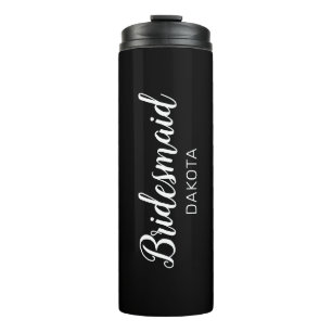 Minimalist Black and White Bridesmaid Name Thermal Tumbler