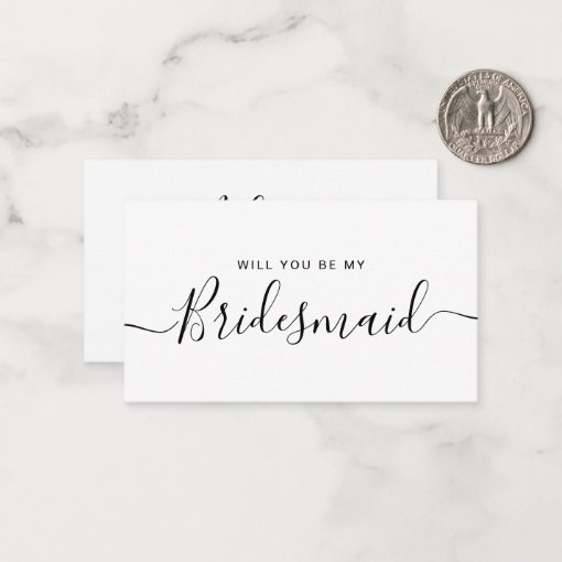 Minimalist Black and White Bridesmaid Proposal Card | Zazzle